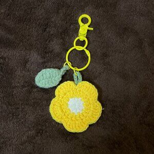 Yellow Flat Flower Keychain